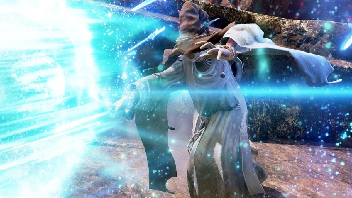 An image of the player character casting Comet Azur in Elden Ring.