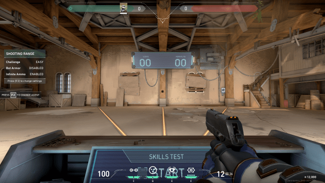 A screenshot of the sunflower crosshair in VALORANT's shooting range