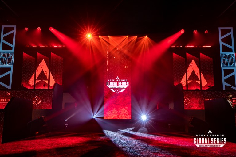 The ALGS Mainstage, with the spotlights highlighting the Championship banner.