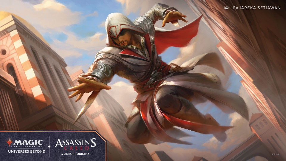 Image of assassin throgh MTG Assassins Creed set