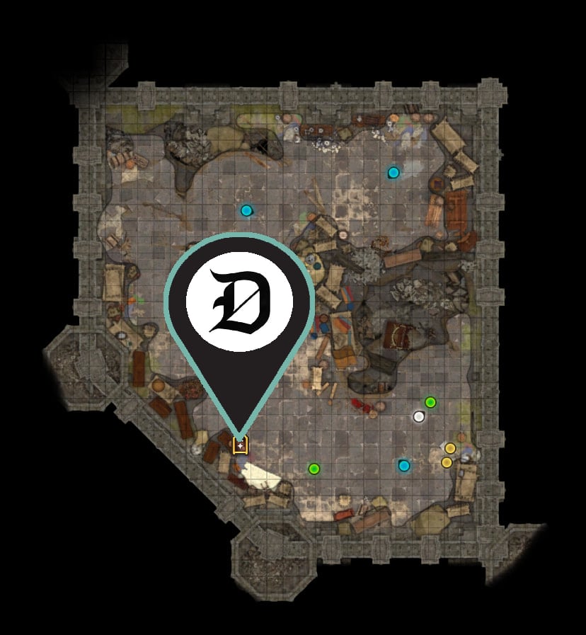 A screenshot of the Moonrise Towers camp map in Act One of BG3 showing readers where they can find the Magic Mirror to change their appearance.