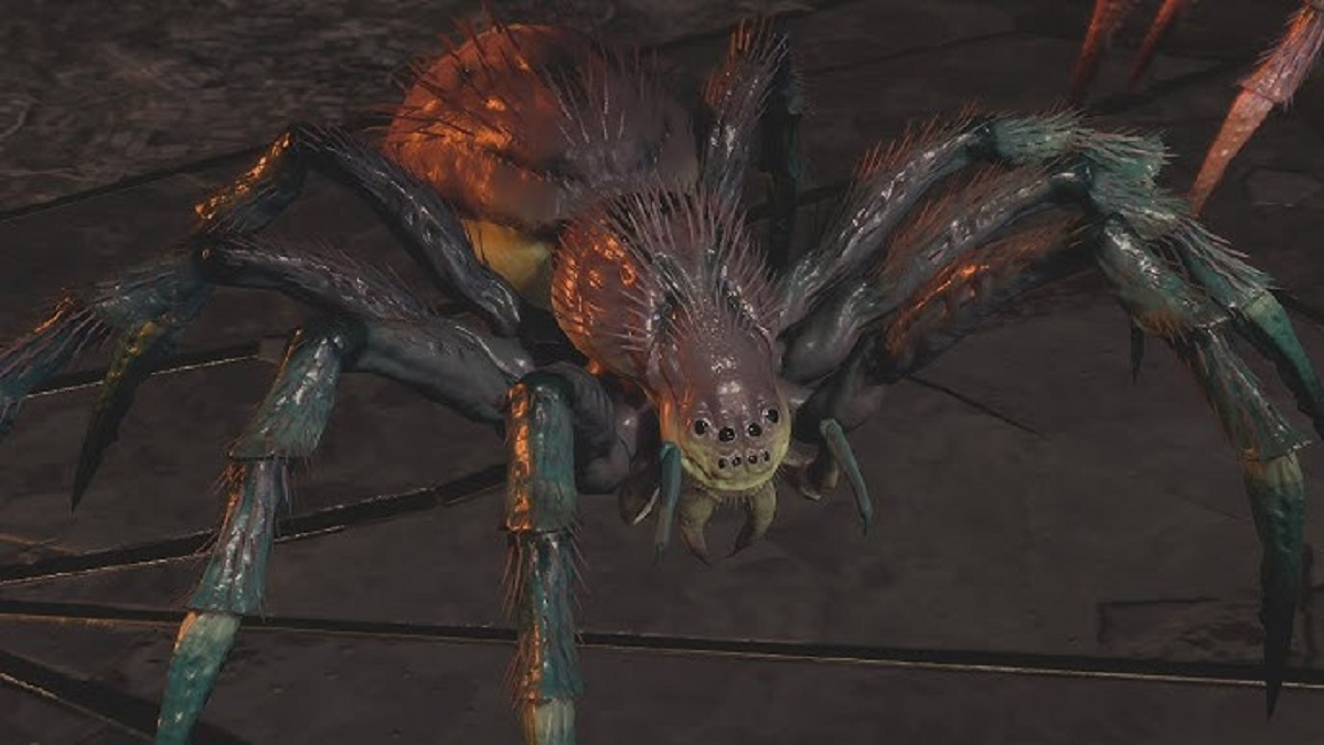 An image of a giant spider looking menacingly at the player character in Baldur's Gate 3.