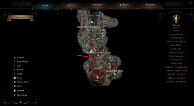 Highlights location of the Adamantine Mace mould.