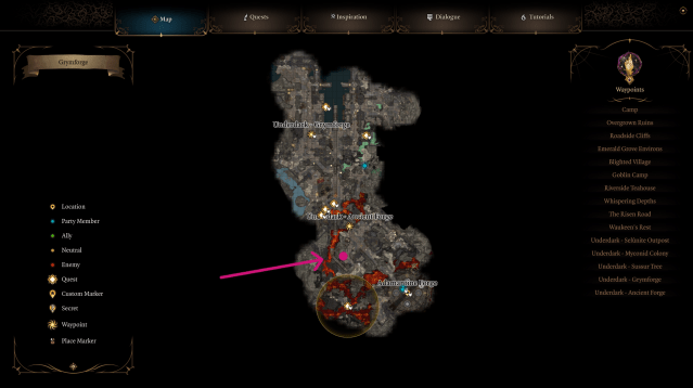 Highlights the location of the Adamantine Scale mould.