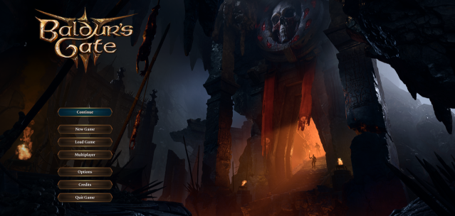 Image displays the main menu in Baldur's Gate 3.