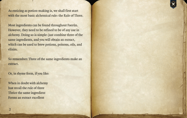 Image displays the text from an Alchemy Book in Baldur's Gate 3.