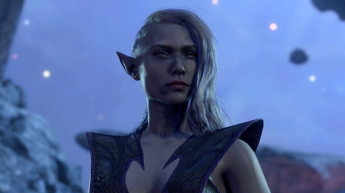 A Drow woman in the Astral Plane in Baldur's Gate 3.