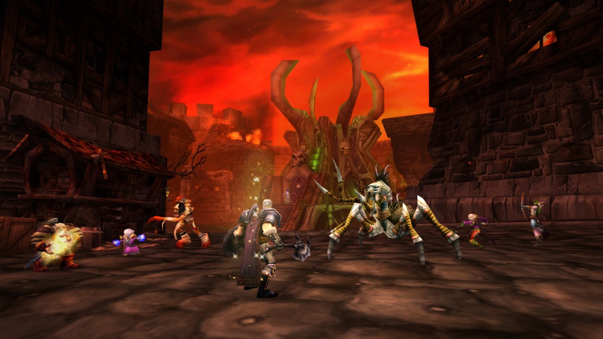 WoW Players run a dungeon in WoW Classic.