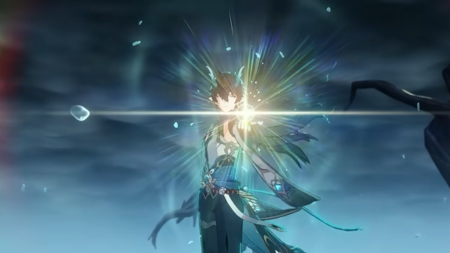 Dan Heng Imbibitor Lunae holding a light.