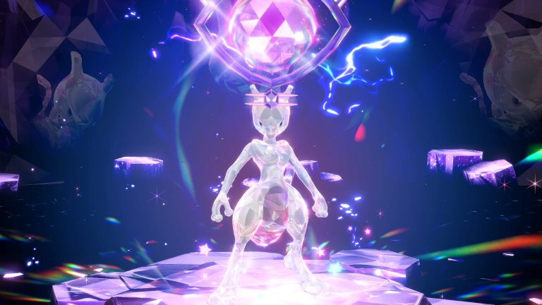 Mewtwo featured in a Pokémon Scarlet and Violet Tera Raid.