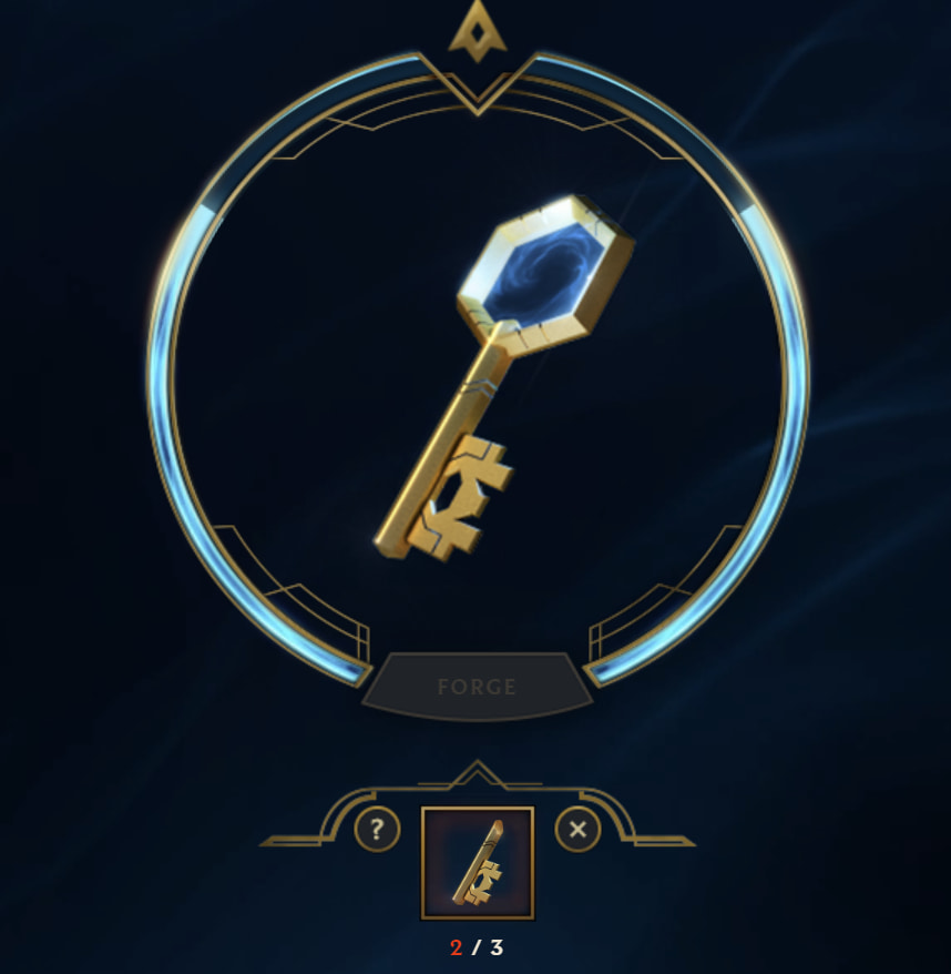 A screenshot from League of Legends showing readers that they need three fragments to craft a key