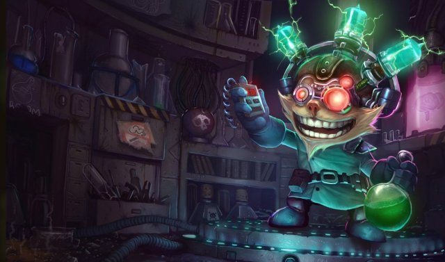 Mad Scientist Ziggs, League of Legends splash art