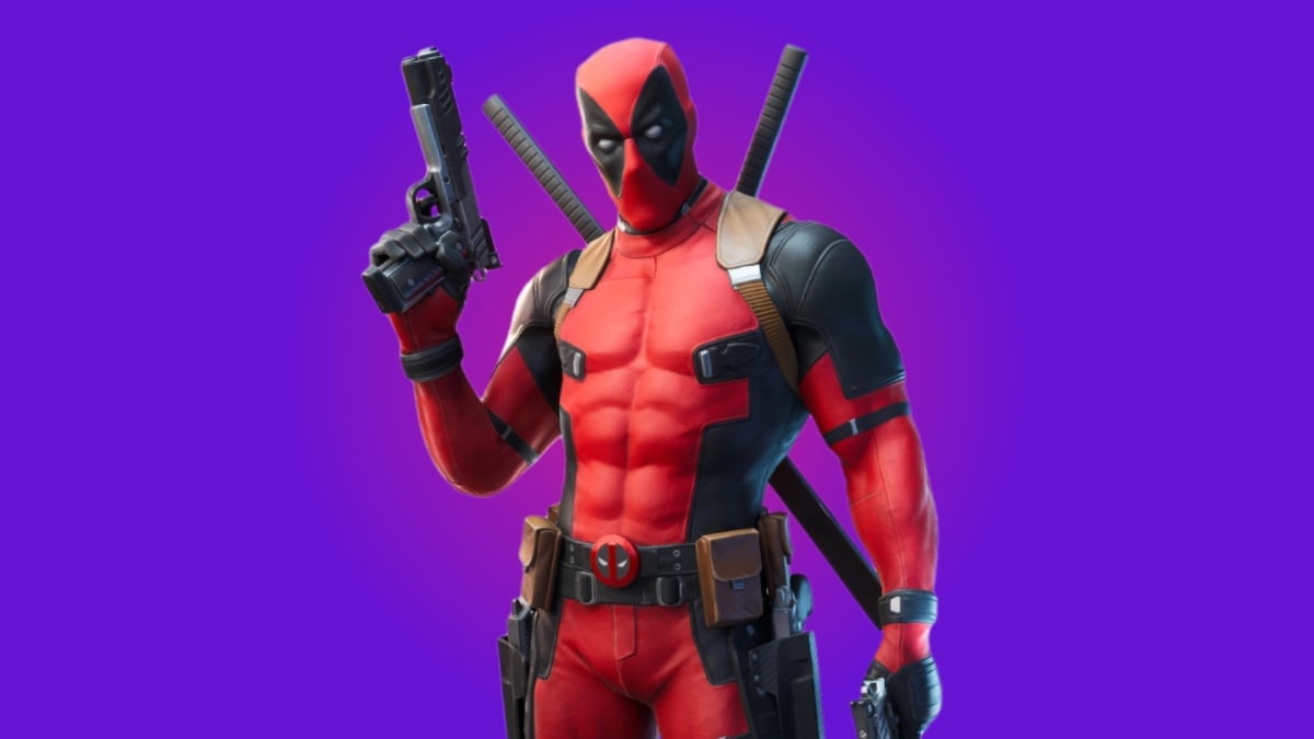 Deadpool against a purple background