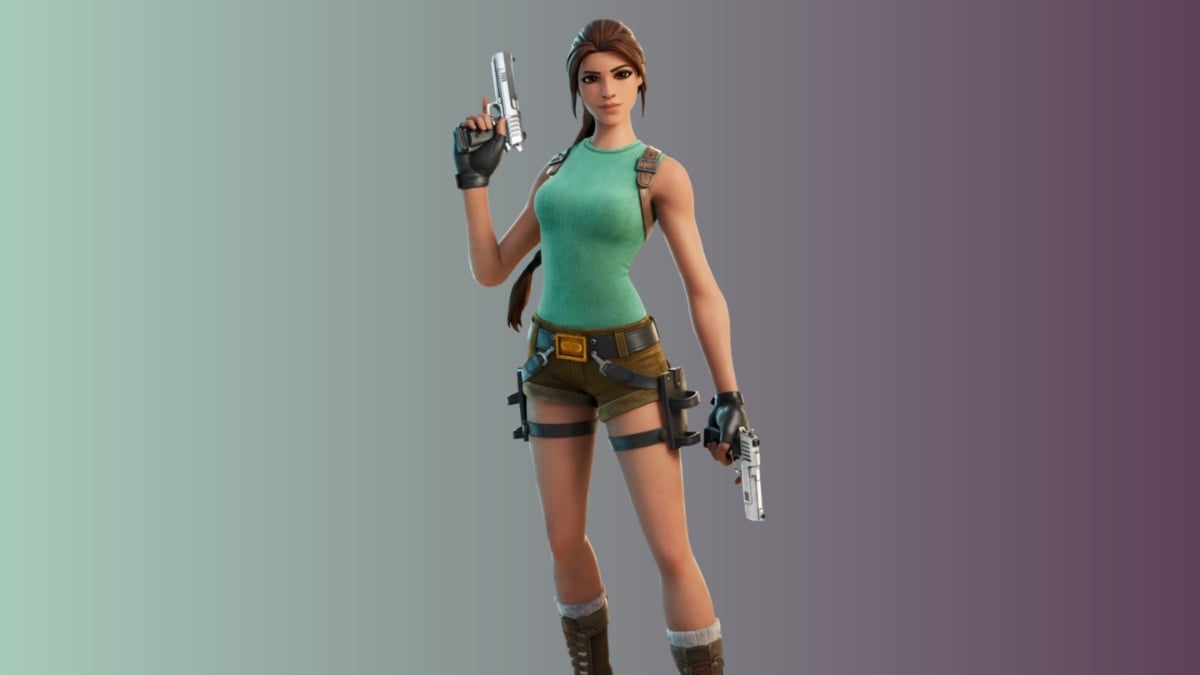 Lara croft classic skin against a grey background