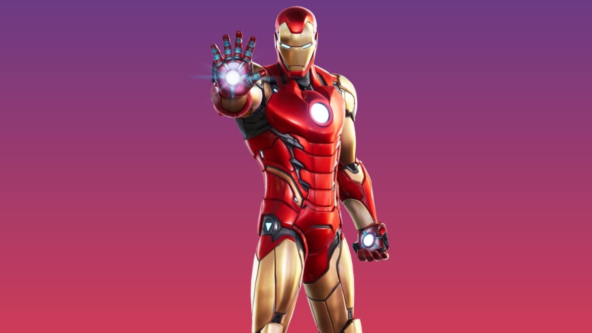 Iron man against a red background