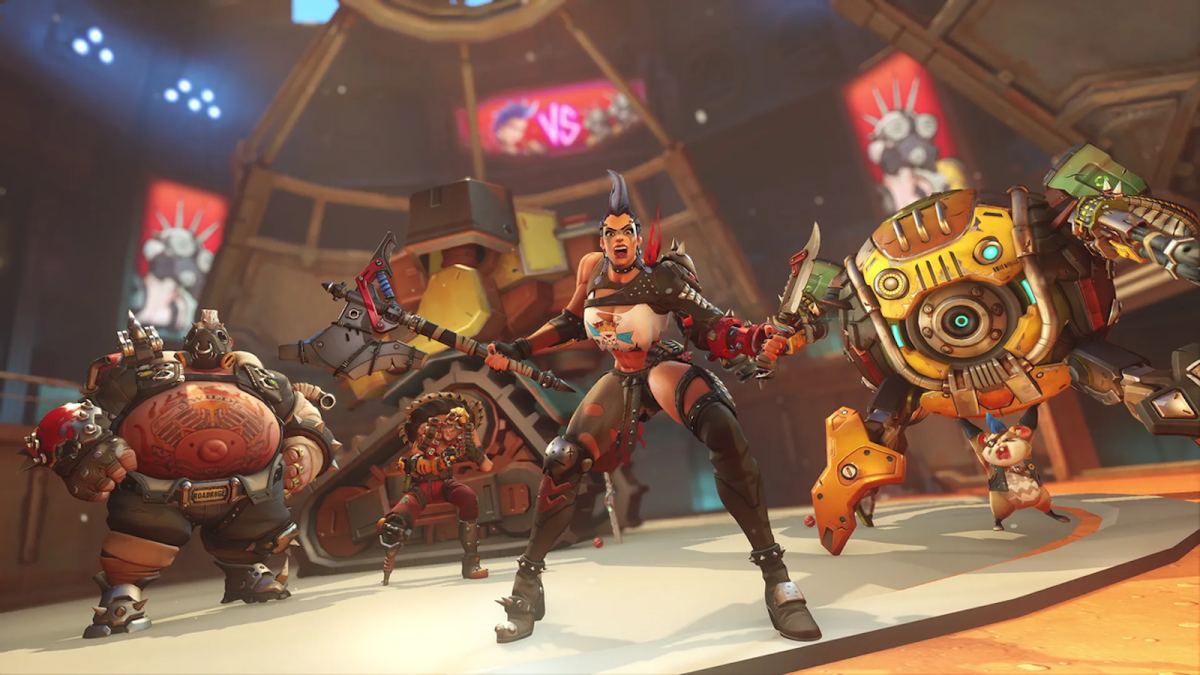 Overwatch 2 Junker Queen, Wrecking Ball, Junkrat, and Roadhog