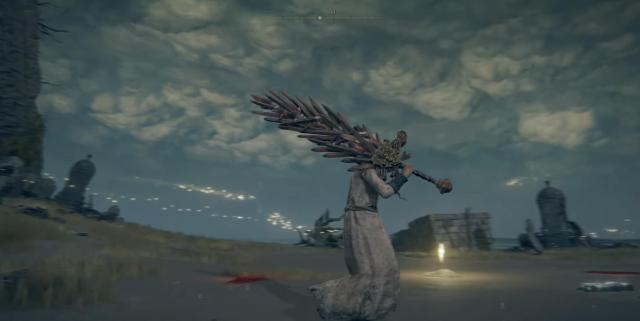 Screenshot of a character wielding a Grafted Blade Greatsword in Elden Ring