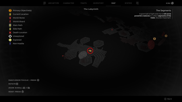 The Remnant2 map, featuring the location of the Cipher Rod.