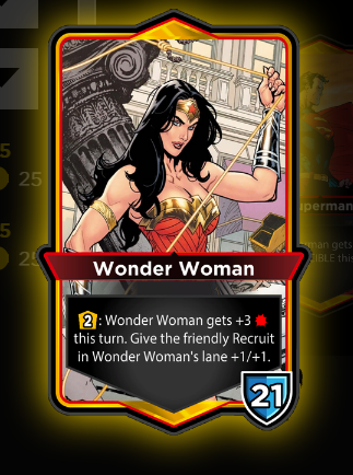 Wonder Woman card, holding her rope 