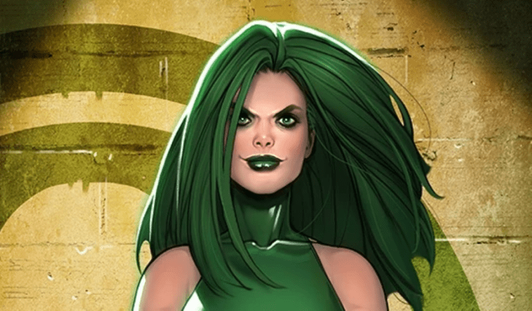 Viper in Marvel Legends, posing with her green hair