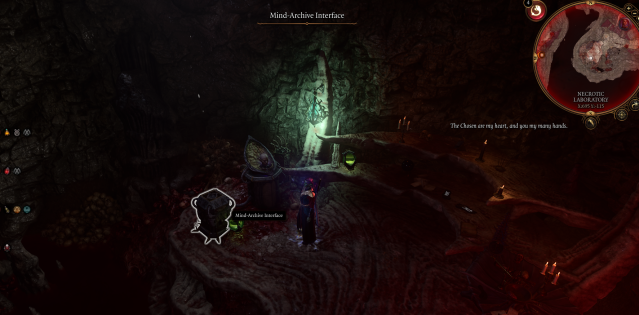 Displays the Mind-Archive interface and Slack-Skinned Head in Baldur's Gate 3.