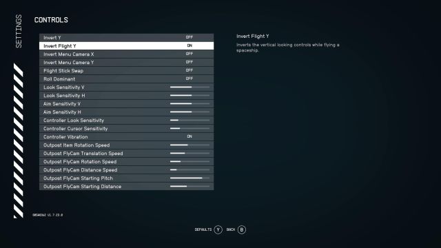 Sensitivity changes for Starfield