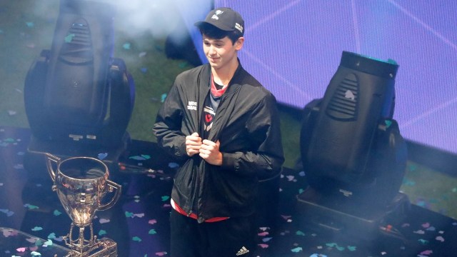 A photo of Bugha, the winner of The 2019 Fortnite World Cup Finals solo event.