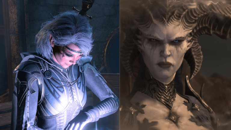 A character in Baldur's Gate 3 alongside Lilith from Diablo 4.