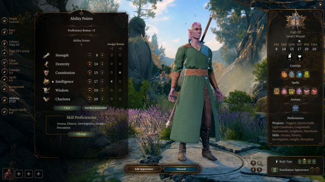 Character creation menu in Baldur's Gate 3.