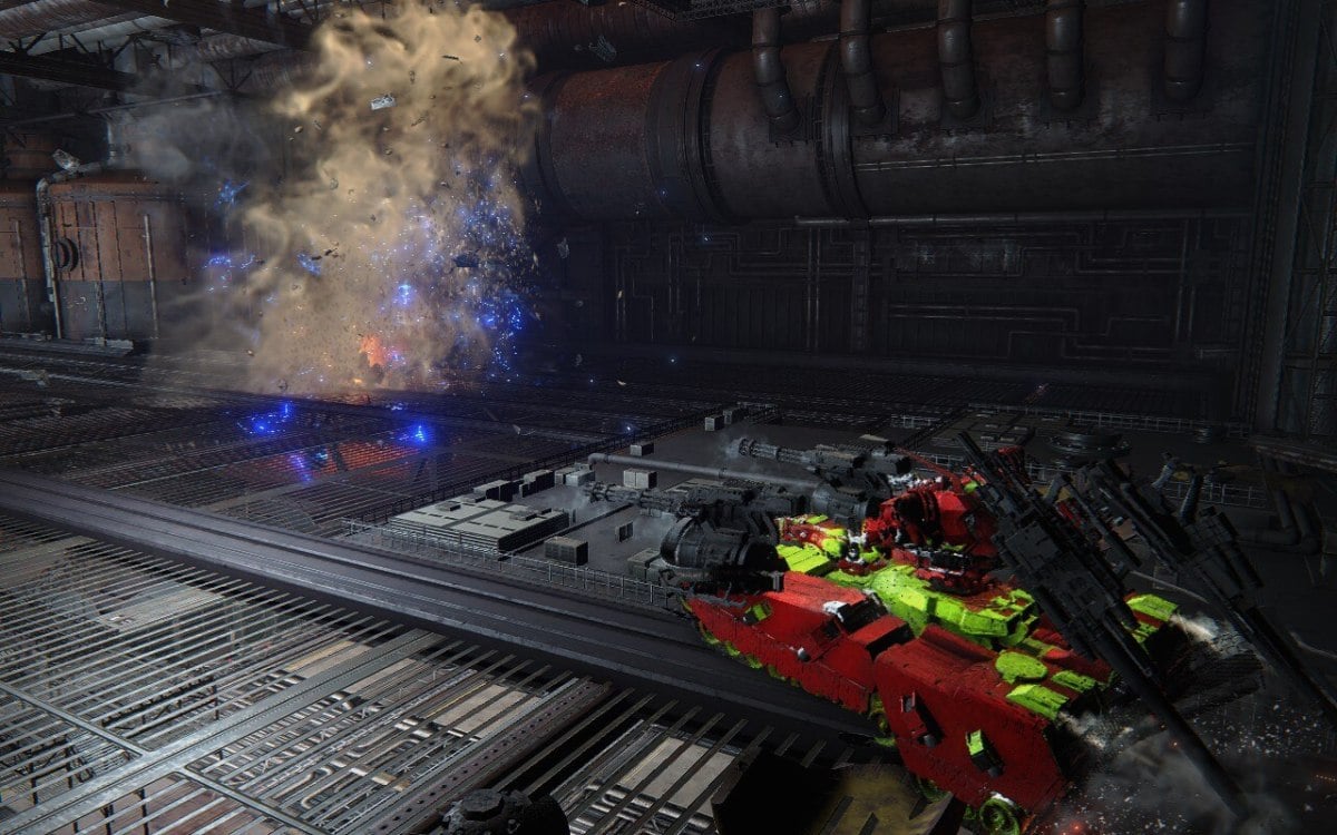 An Armored Core 6 screenshot showing a tank AC just exploding an enemy EC holding a battle log.