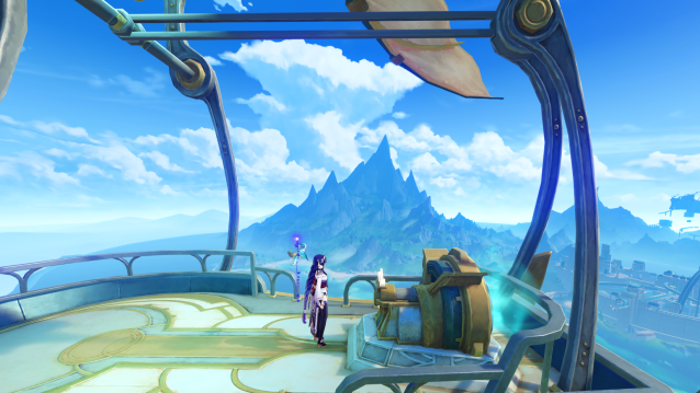 The Miraculous Antoine Roger Aircraft soaring through the sky with Raiden Shogun onboard.