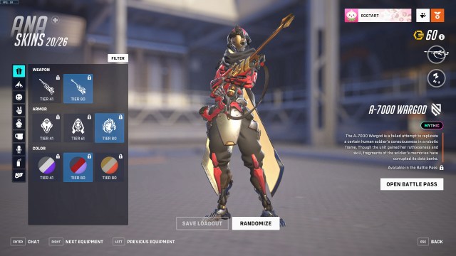 The final armor option of Ana's Mythic skin in the second colorway.