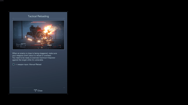 The game explaining how to manually reload