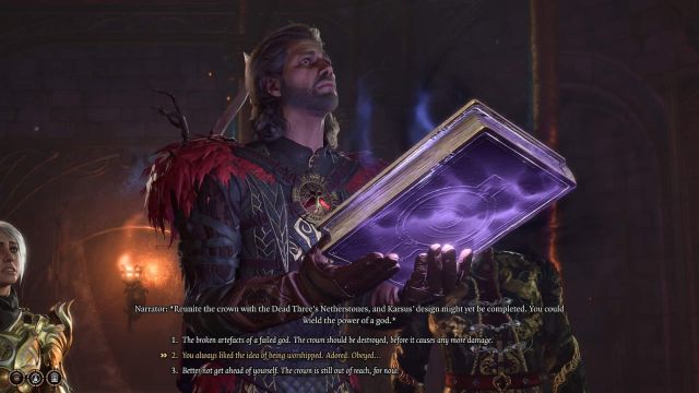 Gale reading The Annals of Karsus in Baldur's Gate 3