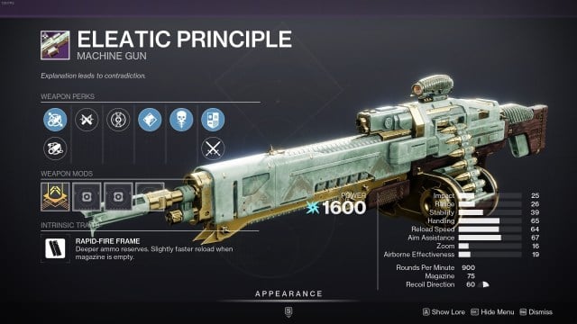 The Eleatic Principle LMG from Destiny 2