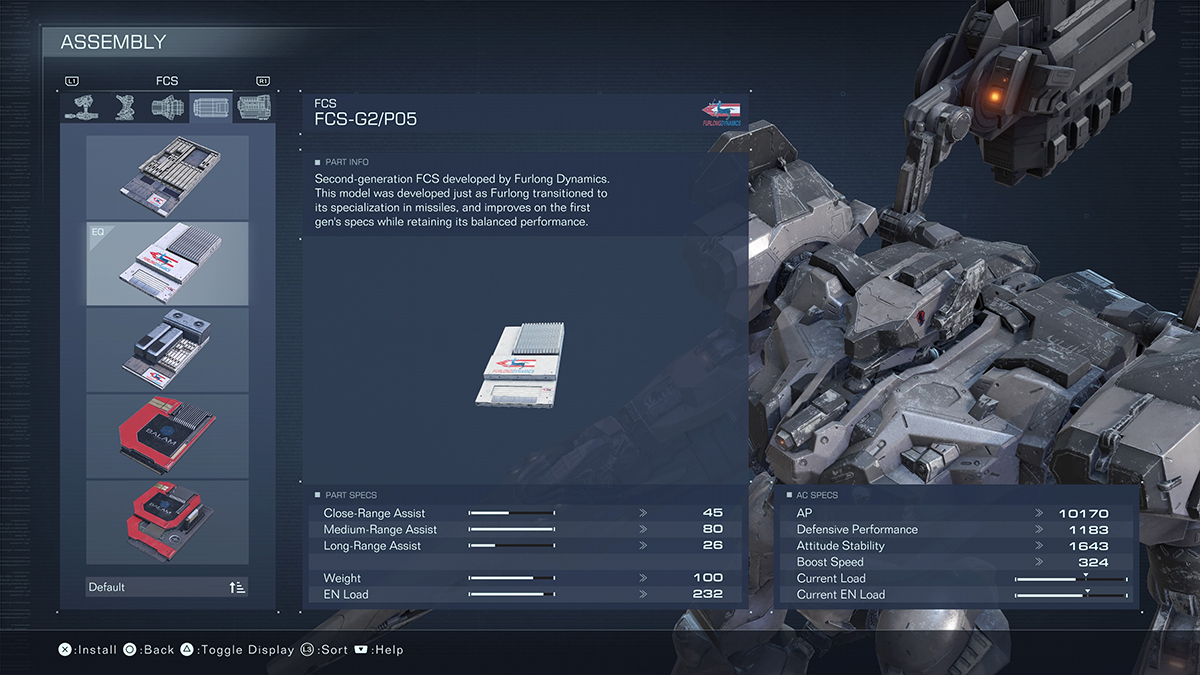 A menu screen from Armored Core 6.