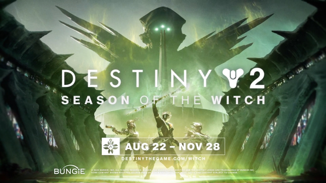 Destiny 2 Season of the Witch promotional images, listing the run dates of Aug. 22 to Nov. 28.
