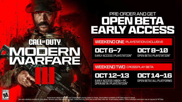 An image of MW3's open beta schedule