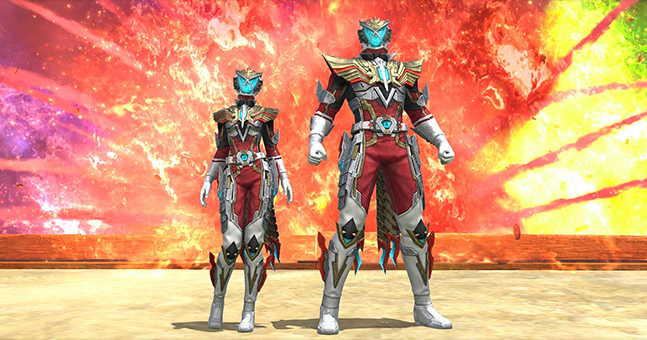 Phoenix Riser outfits shown in front of a blast.