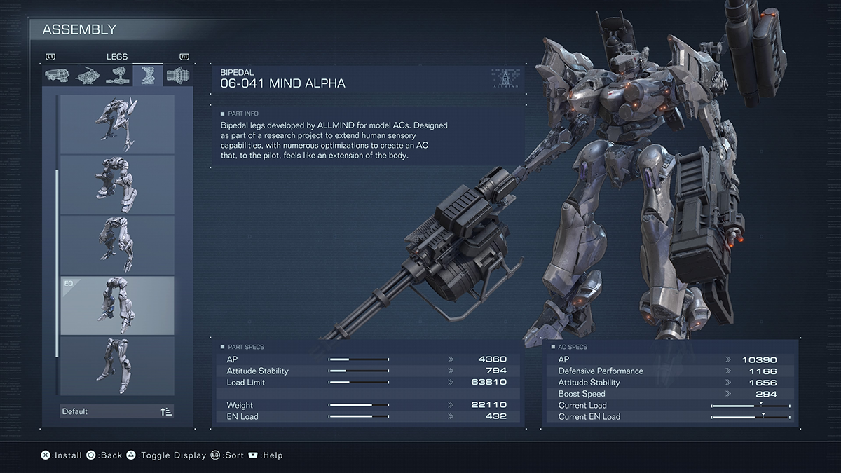 A menu screen in Armored Core 6.