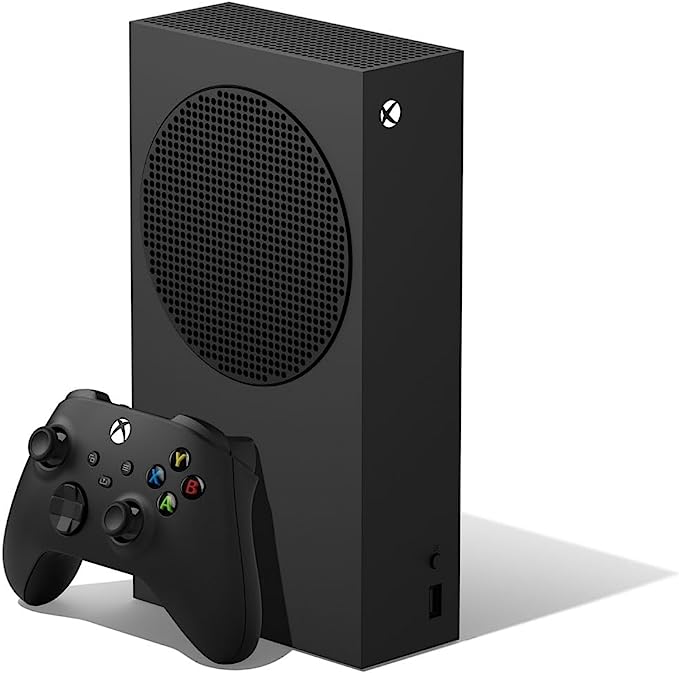 A press image showing the black edition of the Xbox Series S 1TB model and controller.