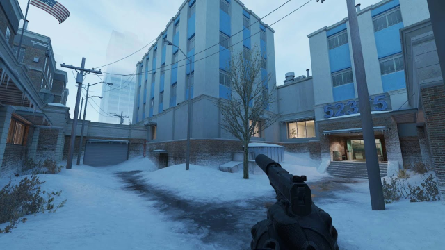 Office on Cs2 with a pistol in the snow outside the building