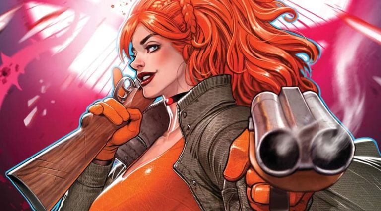 Elsa Bloodstone in the comics, holding her guns