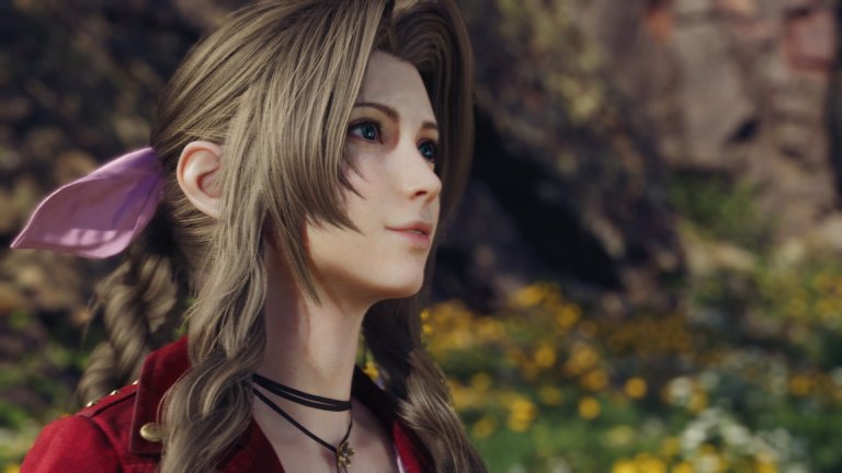 Aerith staring into the distance in Final Fantasy 7 Rebirth