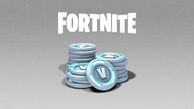 An image of Fortnite V-Bucks with the Fortnite logo above it