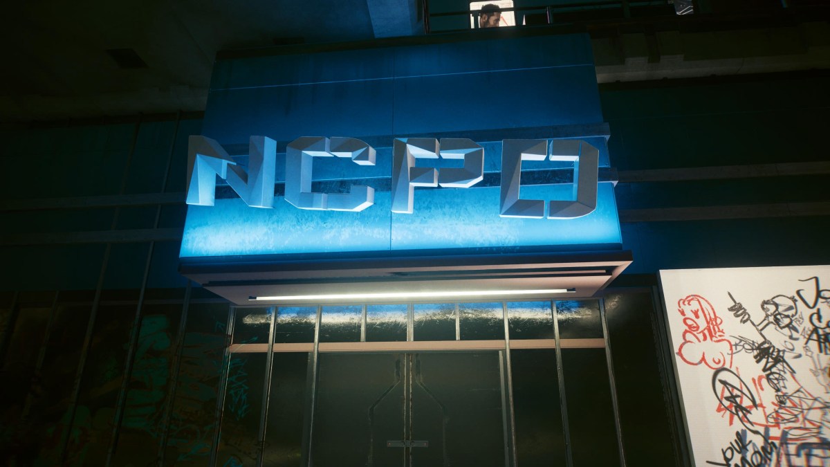 An in game screenshot of Dodger's base from the game Cyberpunk 2077.