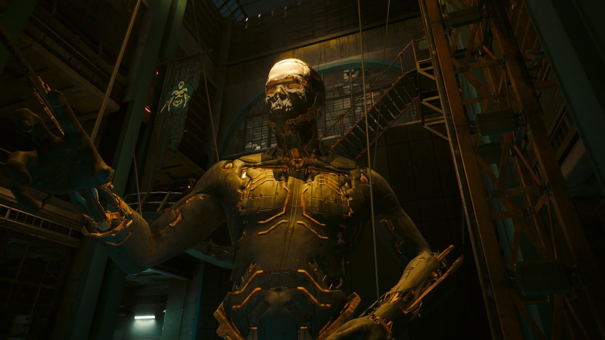 An in game screenshot of the inside of the building where you will find Damir's clinic from the game Cyberpunk 2077.