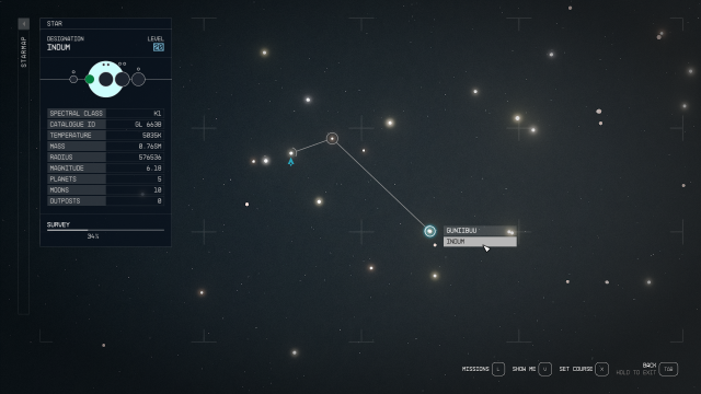Image of the star map featuring the Indum System.
