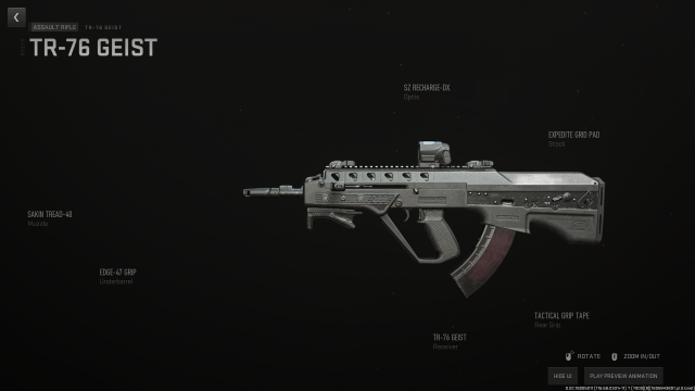 A layout of a TR-76 Geist loadout in Call of Duty: Modern Warfare 2.