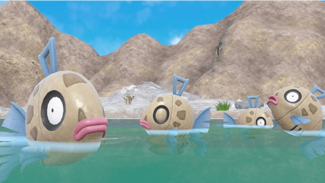 Feebas swimming in Pokémon Scarlet and Violet The Teal Mask DLC